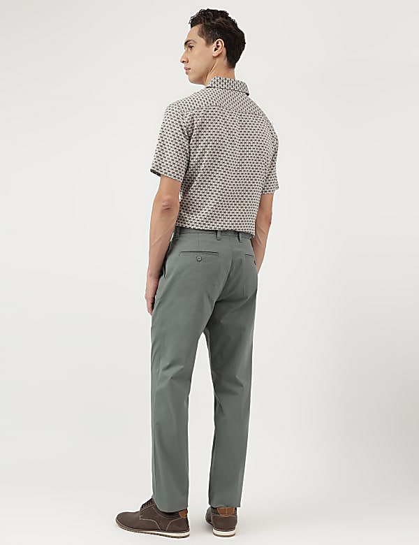 Regular Fit Pure Cotton Plain Trousers