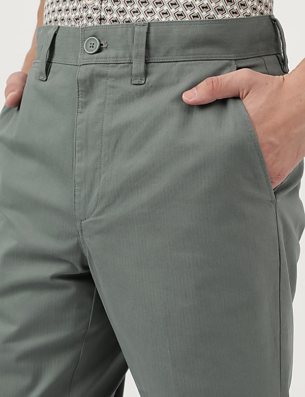 Regular Fit Pure Cotton Plain Trousers