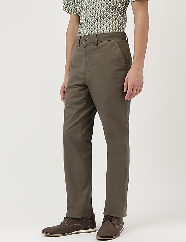 Regular Fit Pure Cotton  Plain Chinos