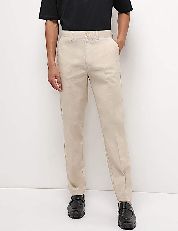 Mid Waist Cotton Blend Chinos