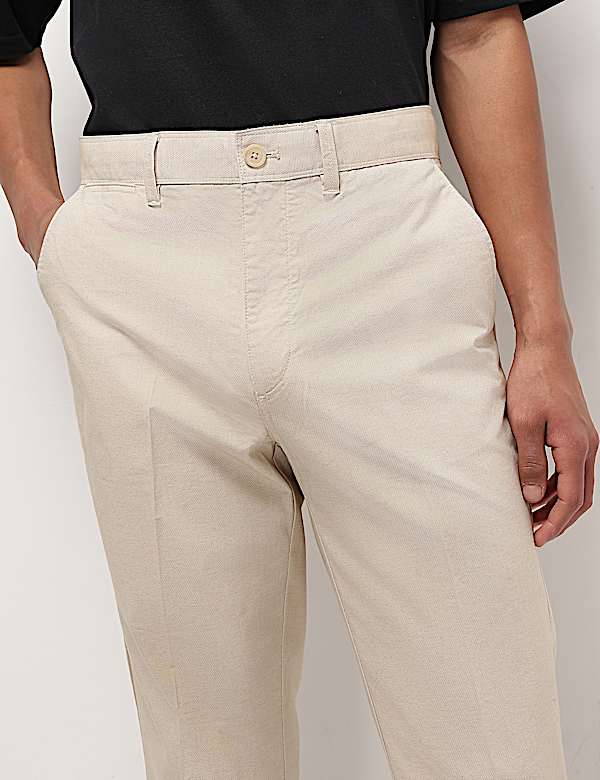 Mid Waist Cotton Blend Chinos