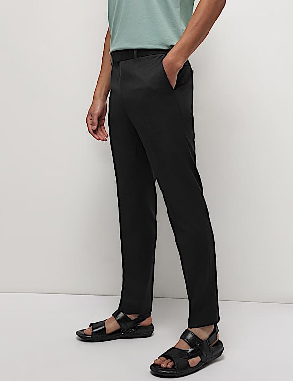 Mid Waist Textured Slim Fit Trousers