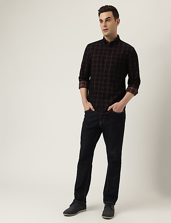 Pure Cotton Check Button Down Collar Shirt