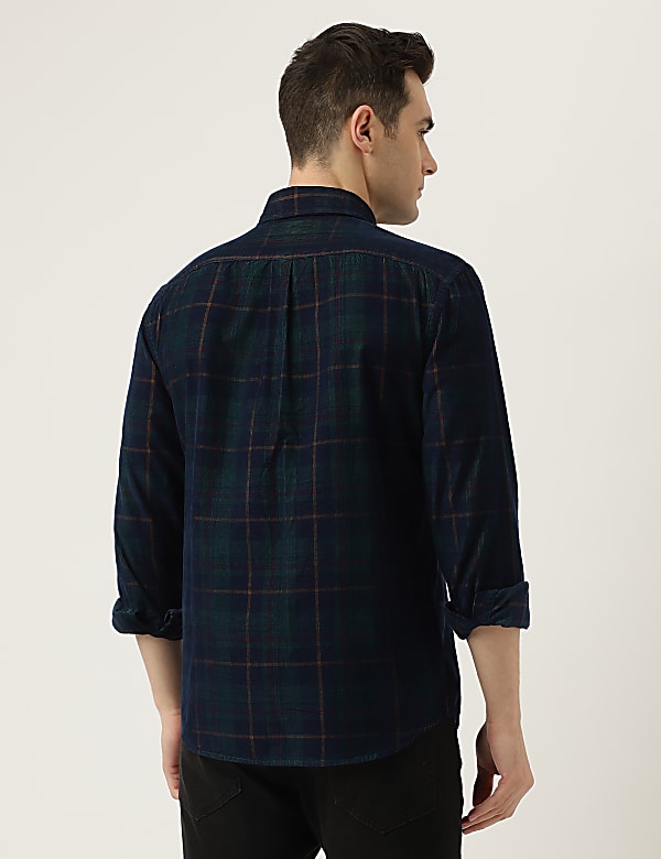 Pure Cotton Check Button Down Collar Shirt