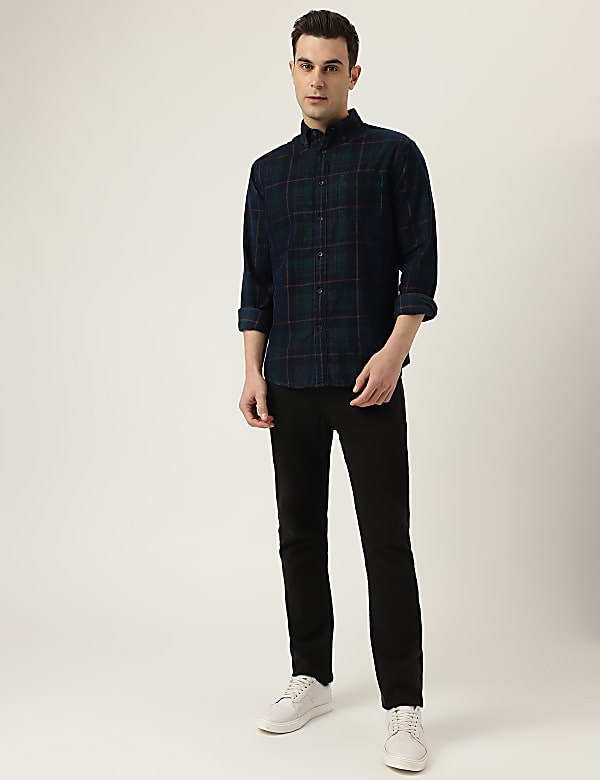 Pure Cotton Check Button Down Collar Shirt