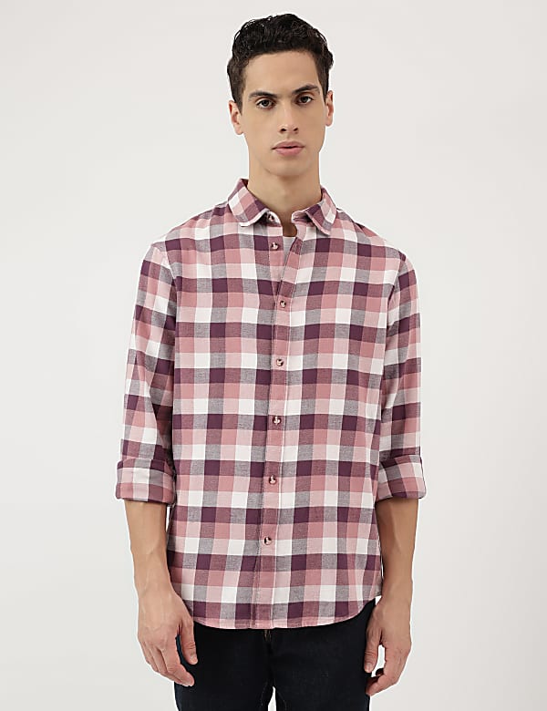 Pure Cotton Spread Collar Shirt