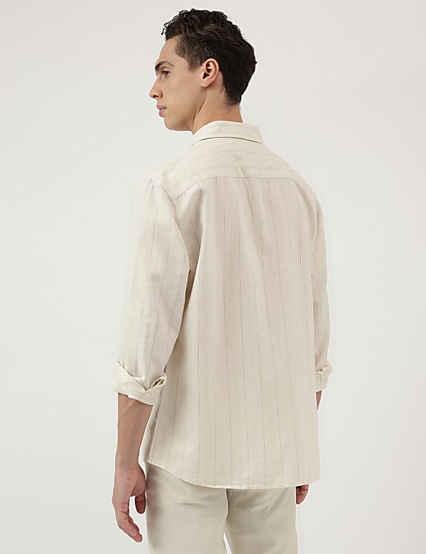 Relaxed Fit Linen Mix Stripes Shirt