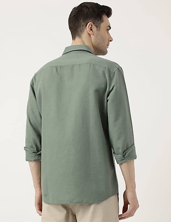 Relaxed Fit Linen Blend Plain Shirt