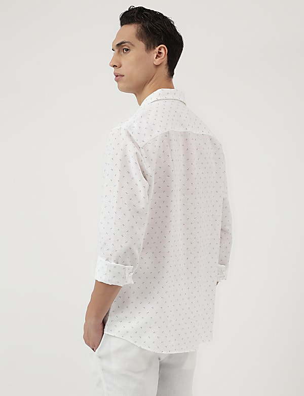 Linen Rich Ditsy Print Relaxed Fit Shirt