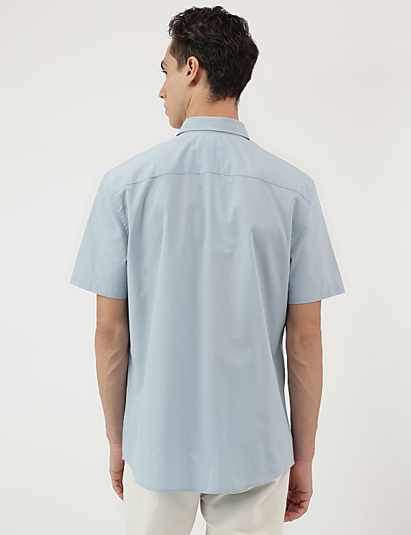 Pure Cotton Plain Button Down Collar Shirt