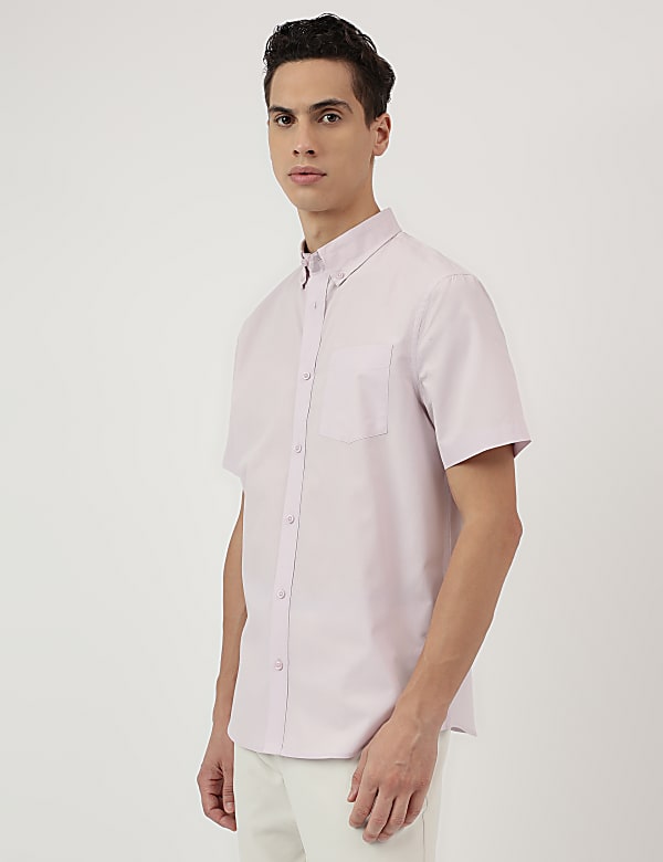 Pure Cotton Plain Button Down Collar Shirt