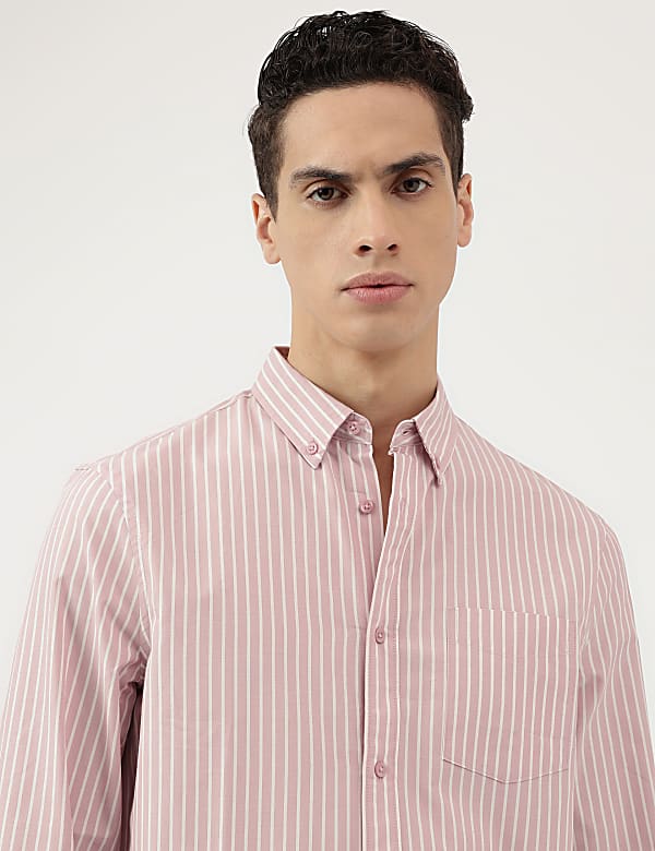 Pure Cotton Stripes Button Down Shirt