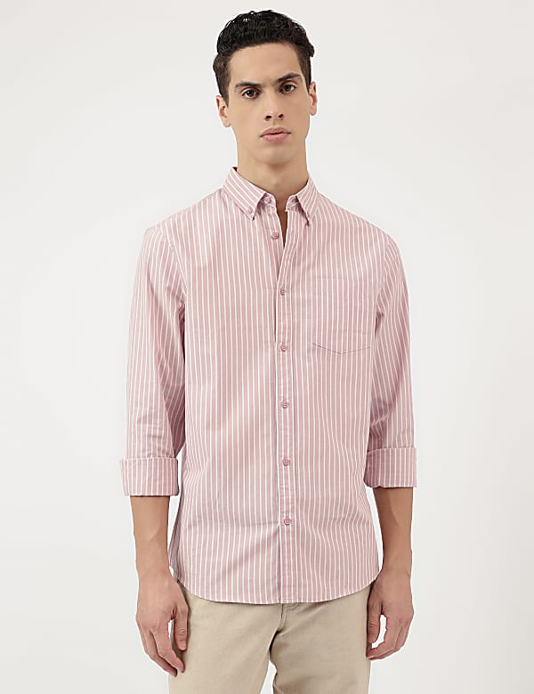 Pure Cotton Stripes Button Down Shirt