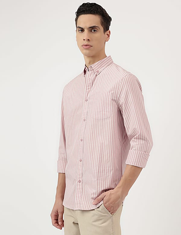 Pure Cotton Stripes Button Down Shirt