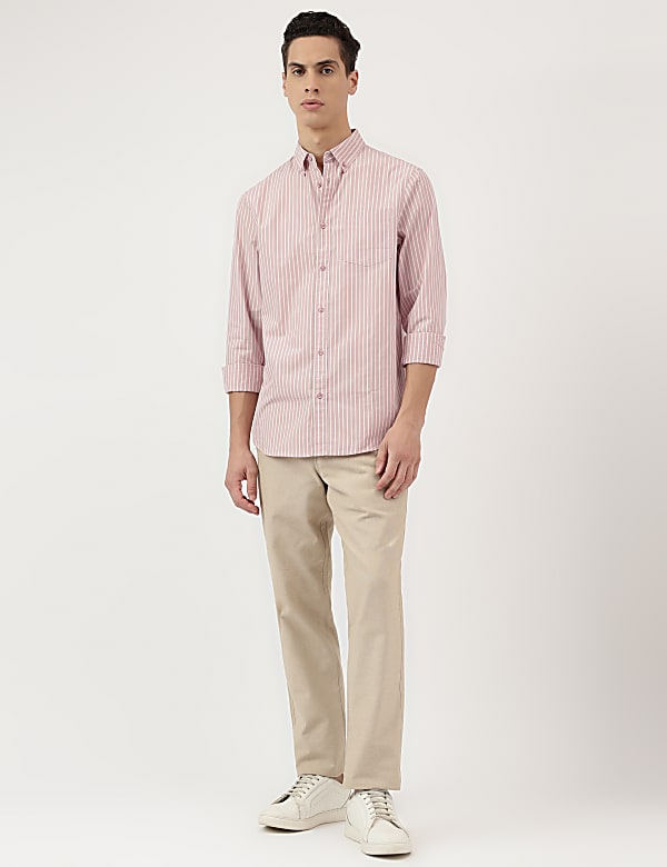 Pure Cotton Stripes Button Down Shirt