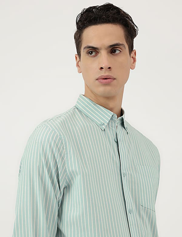 Pure Cotton Stripes Button Down Shirt