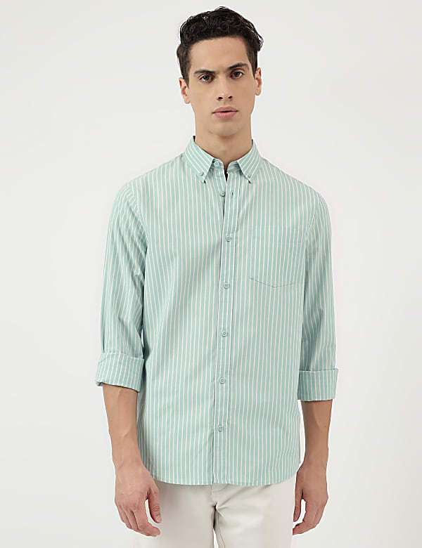 Pure Cotton Stripes Button Down Shirt
