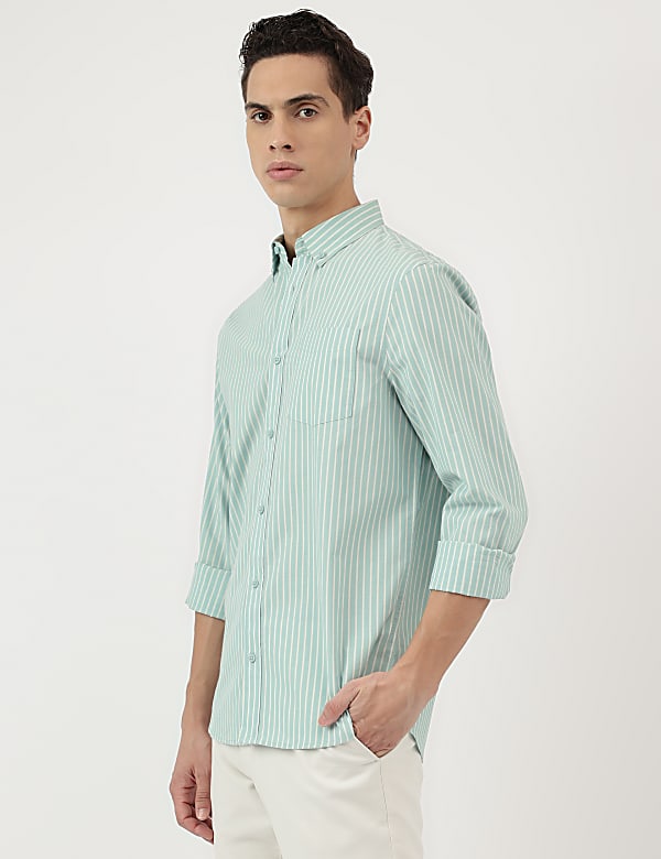 Pure Cotton Stripes Button Down Shirt