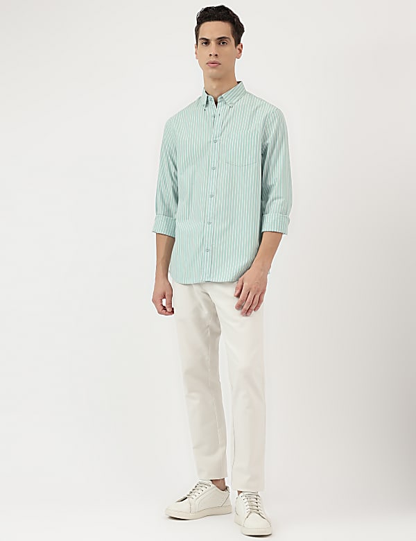Pure Cotton Stripes Button Down Shirt