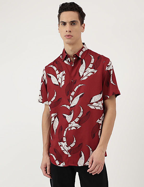 Pure Viscose Tropical Spread Collar Shirt