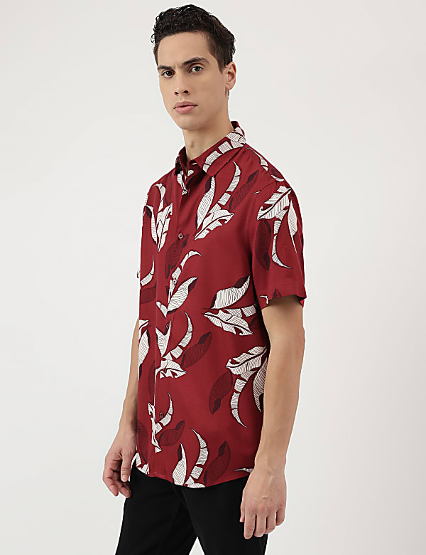 Pure Viscose Tropical Spread Collar Shirt