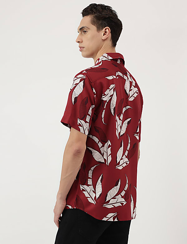 Pure Viscose Tropical Spread Collar Shirt