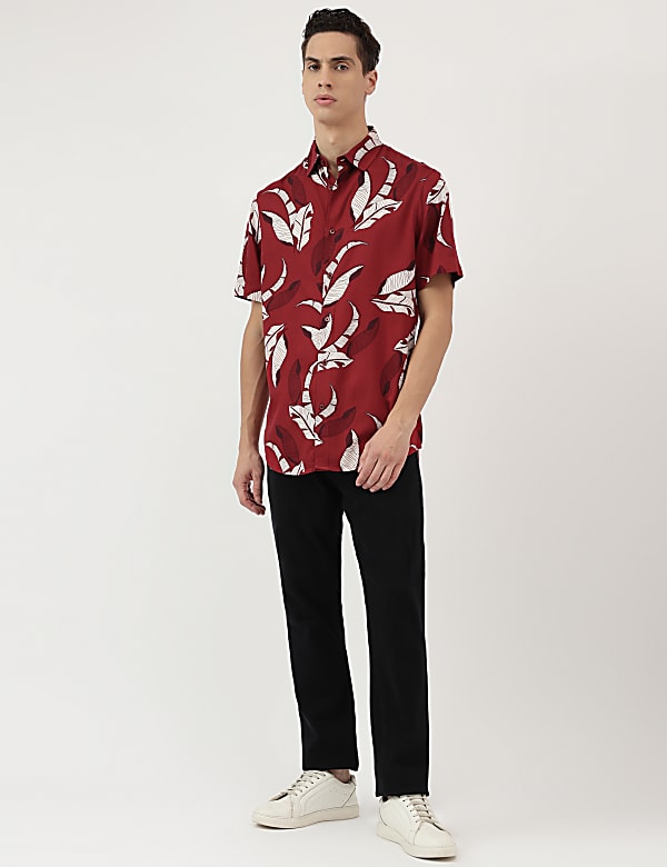 Pure Viscose Tropical Spread Collar Shirt