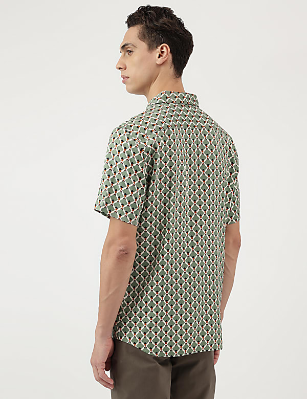 Pure Viscose Geometric Spread Collar Shirt