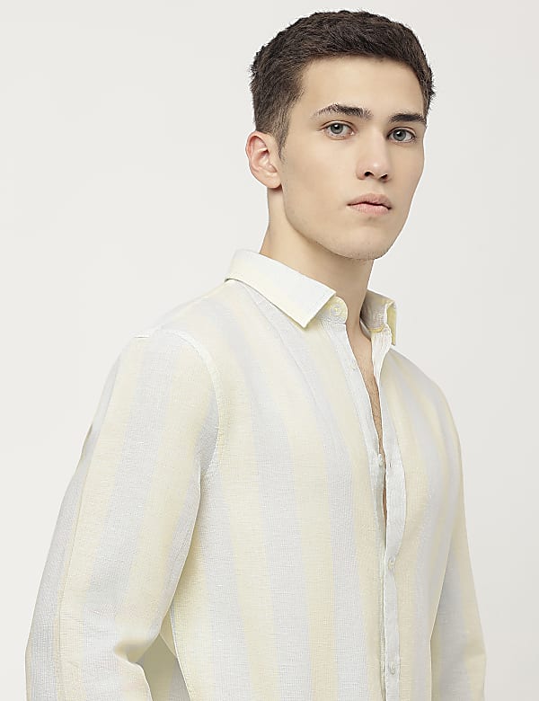 Linen Blend Striped Shirt