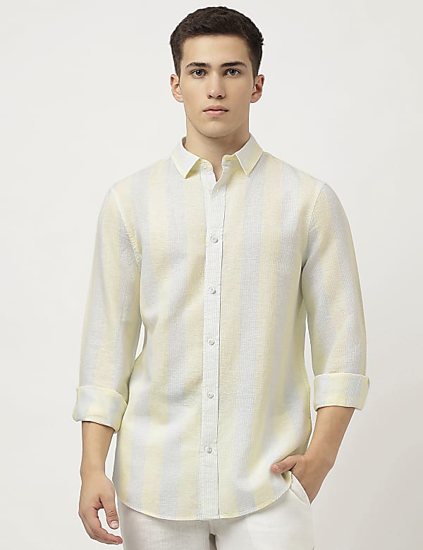Linen Blend Striped Shirt