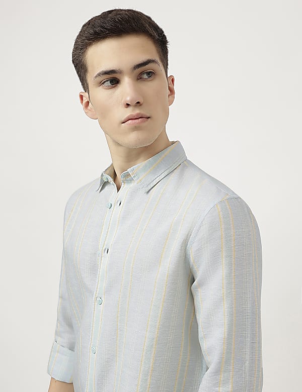 Linen Blend Striped Shirt