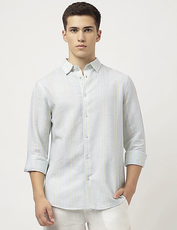 Linen Blend Striped Shirt