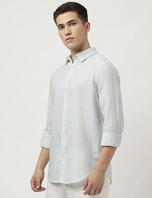 Linen Blend Striped Shirt