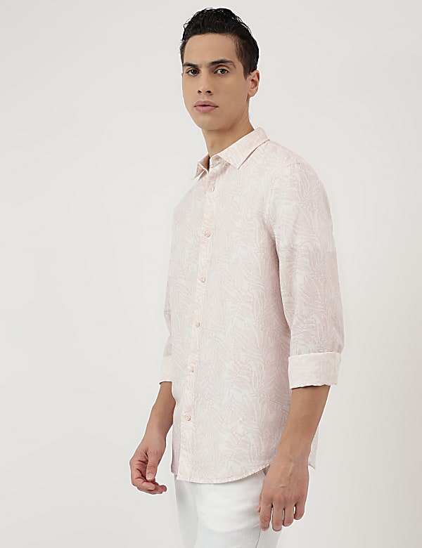 Linen Blend Tropical Printed Shirt