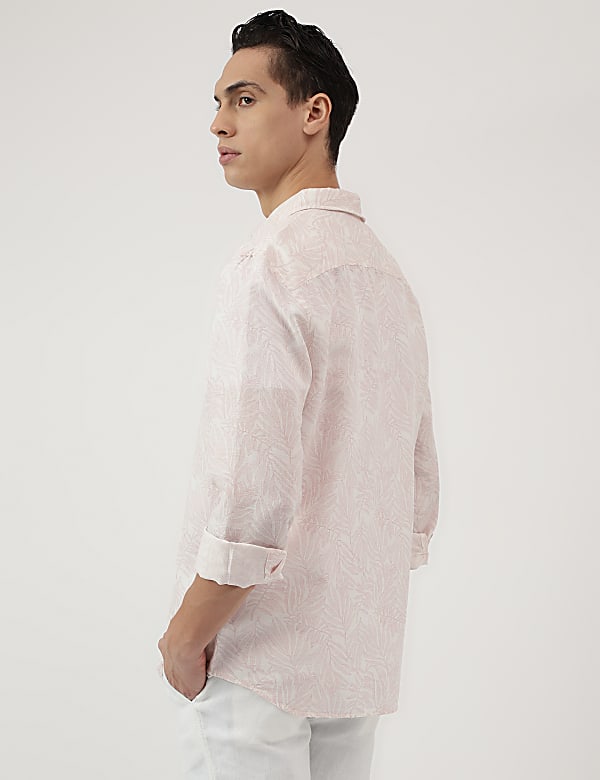 Linen Blend Tropical Printed Shirt