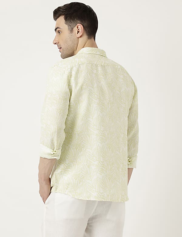 Linen Blend Tropical Printed Shirt