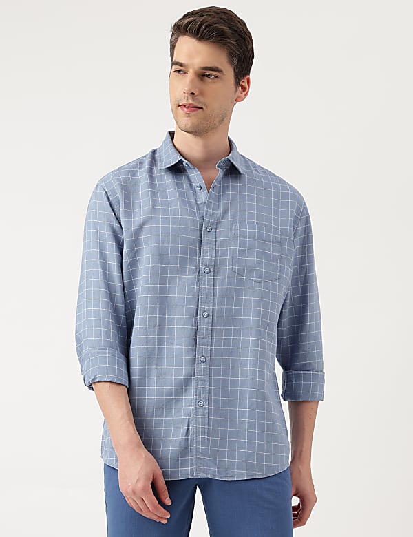 Relaxed Fit Linen Mix Spread Collar Shirt