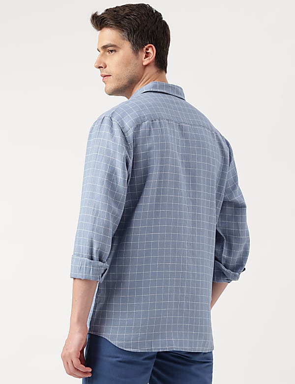 Relaxed Fit Linen Mix Spread Collar Shirt