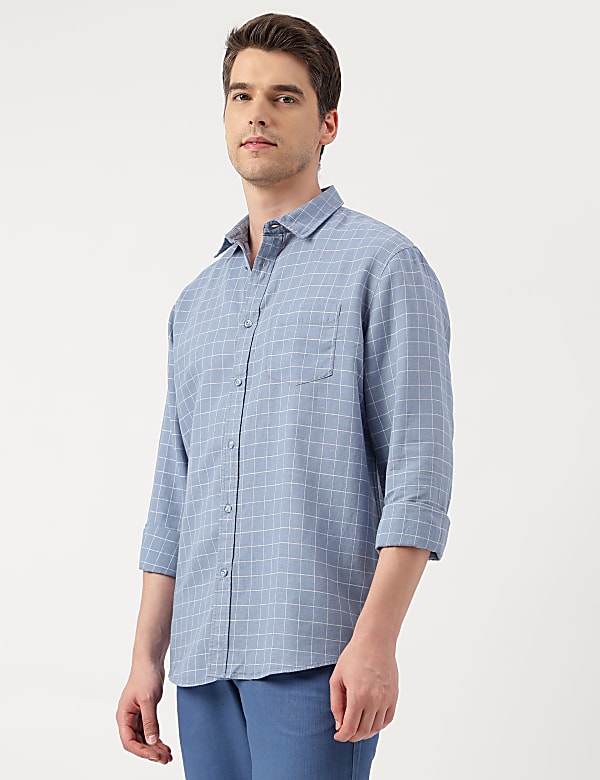 Relaxed Fit Linen Mix Spread Collar Shirt
