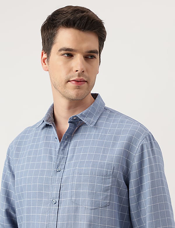 Relaxed Fit Linen Mix Spread Collar Shirt
