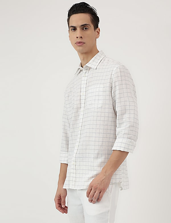 Relaxed Fit Linen Mix Spread Collar Shirt