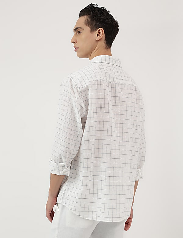 Relaxed Fit Linen Mix Spread Collar Shirt