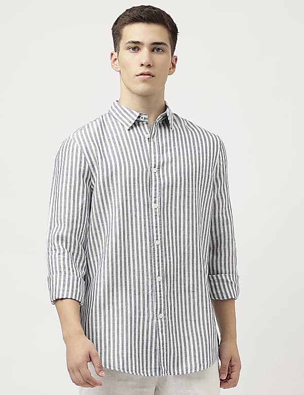 Linen Blend Striped Shirt
