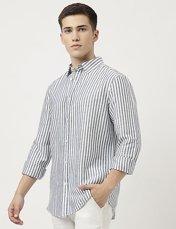 Linen Blend Striped Shirt