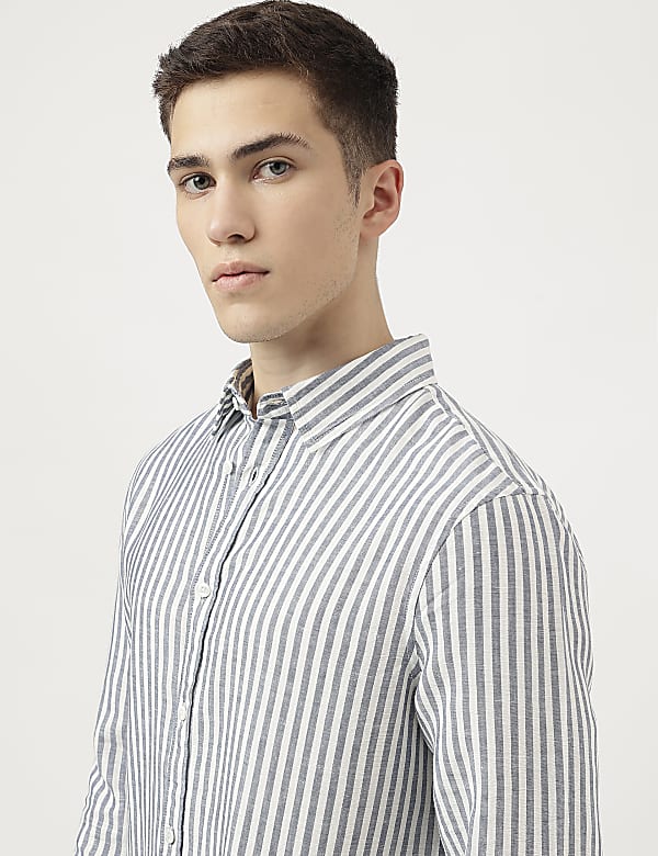 Linen Blend Striped Shirt