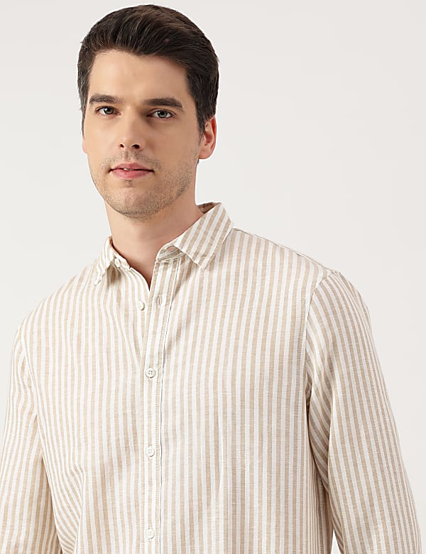 Linen Blend Striped Shirt