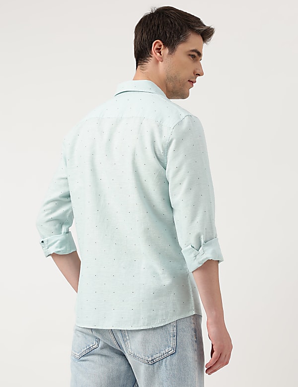 Linen Blend Micro Spread Collar Shirt