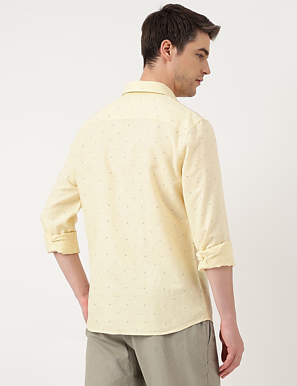 Linen Blend Micro Spread Collar Shirt