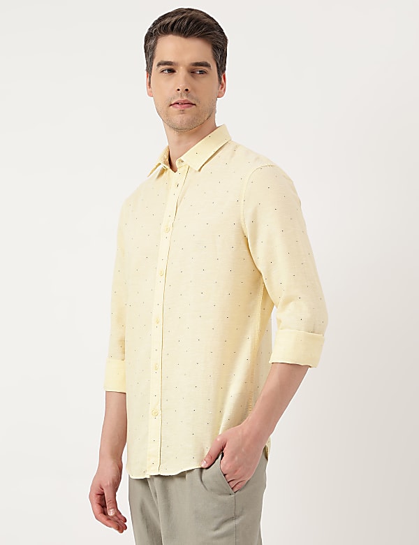 Linen Blend Micro Spread Collar Shirt