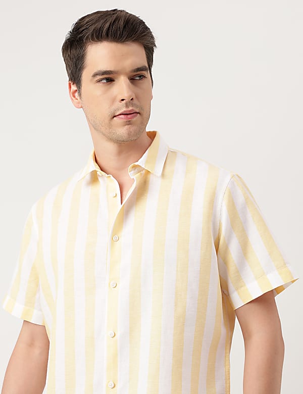 Relaxed Fit Linen Blend Striped Shirt